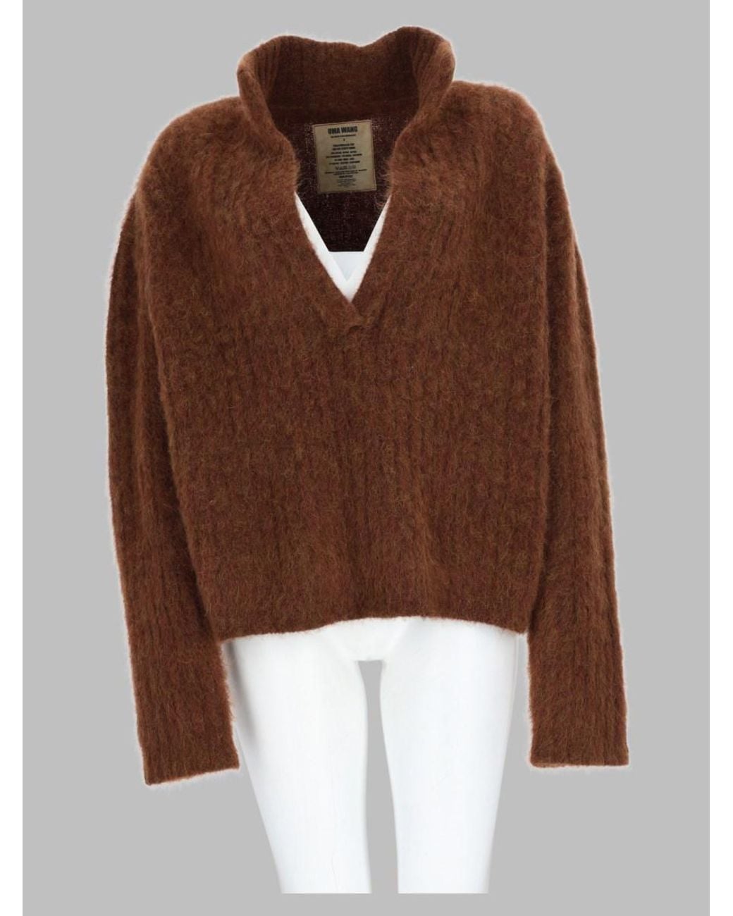 Uma Wang Brown Alpaca And Wool V-Neck Sweater