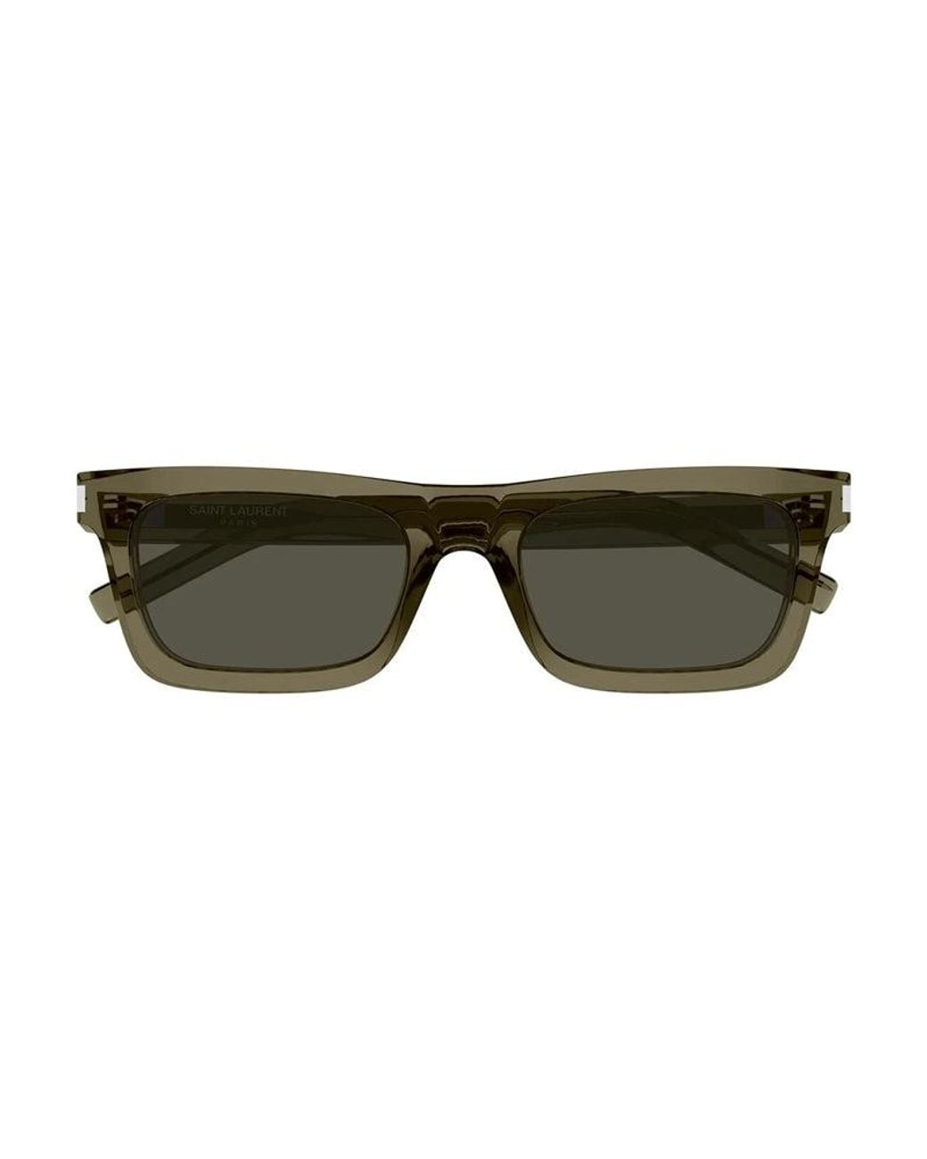Saint Laurent Green Sunglasses Rectangle Full Rim, Shiny Frame And Lens Sl461Betty022