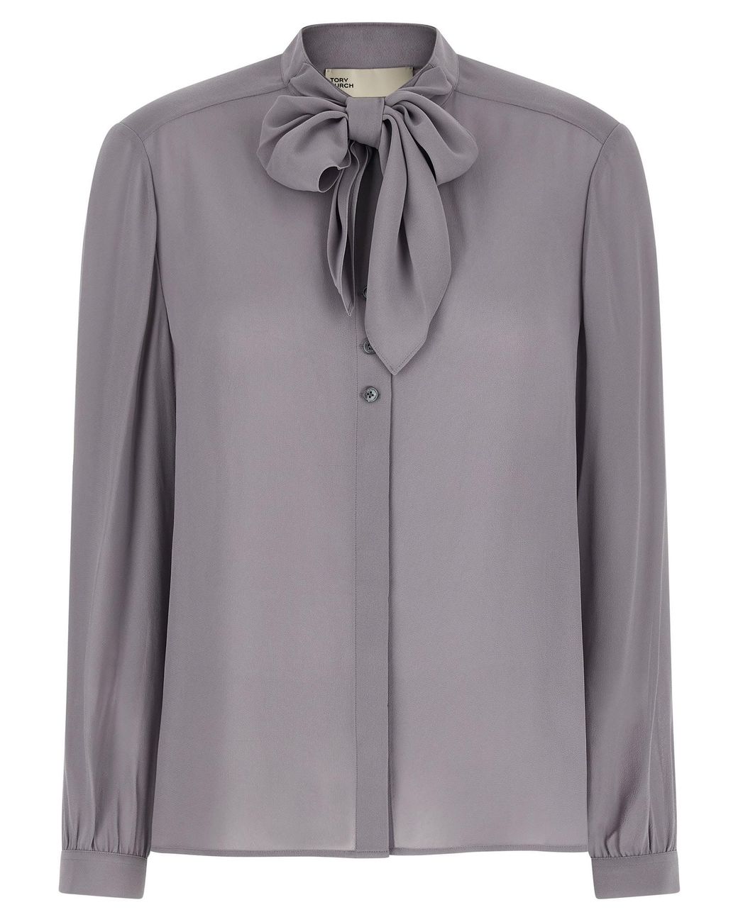 Tory Burch Gray 'Georgette Bow' Blouse