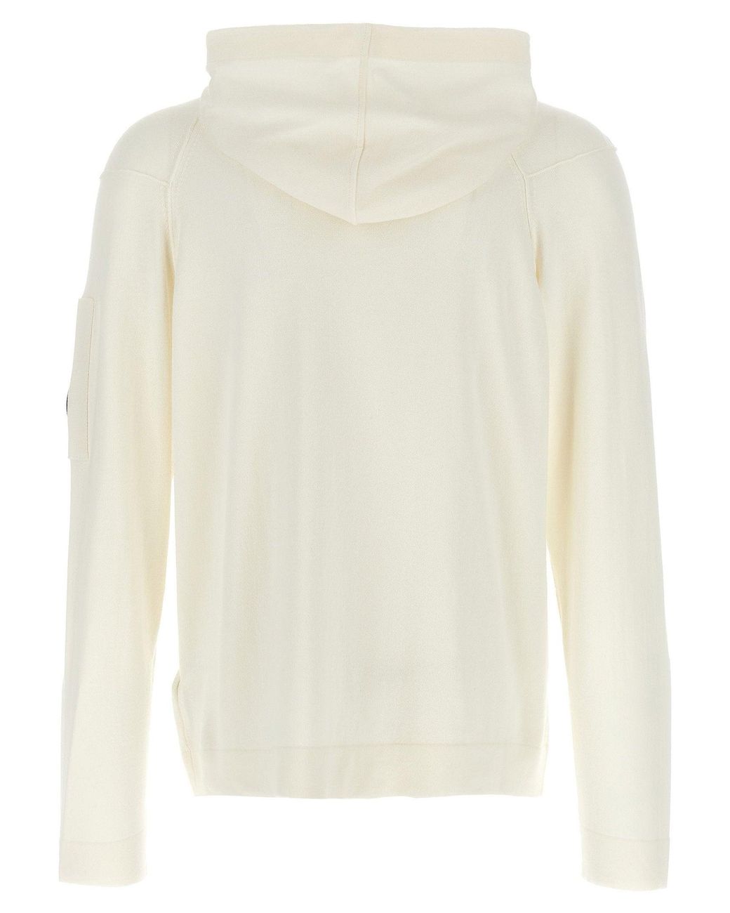 C P Company White Sea Island Cotton Hoodie Sweatshirt
