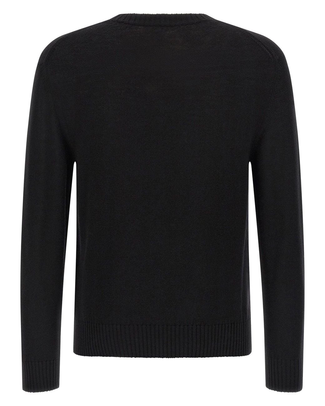 Jil Sander Black Logo-Embroidered Virgin Wool Sweater