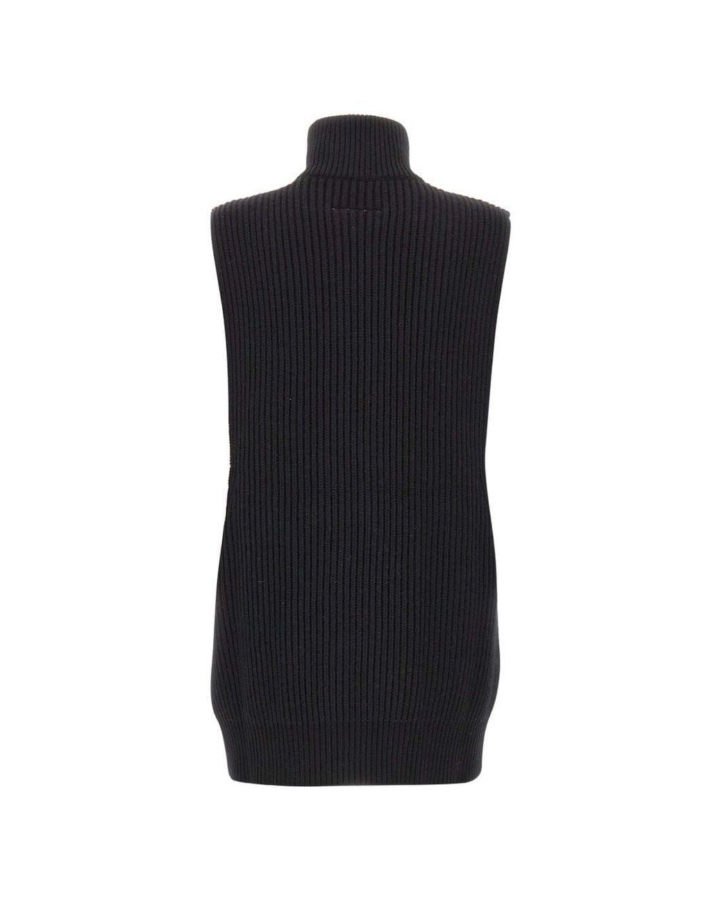 MM6 by Maison Margiela Black Ribbed Wool Vest