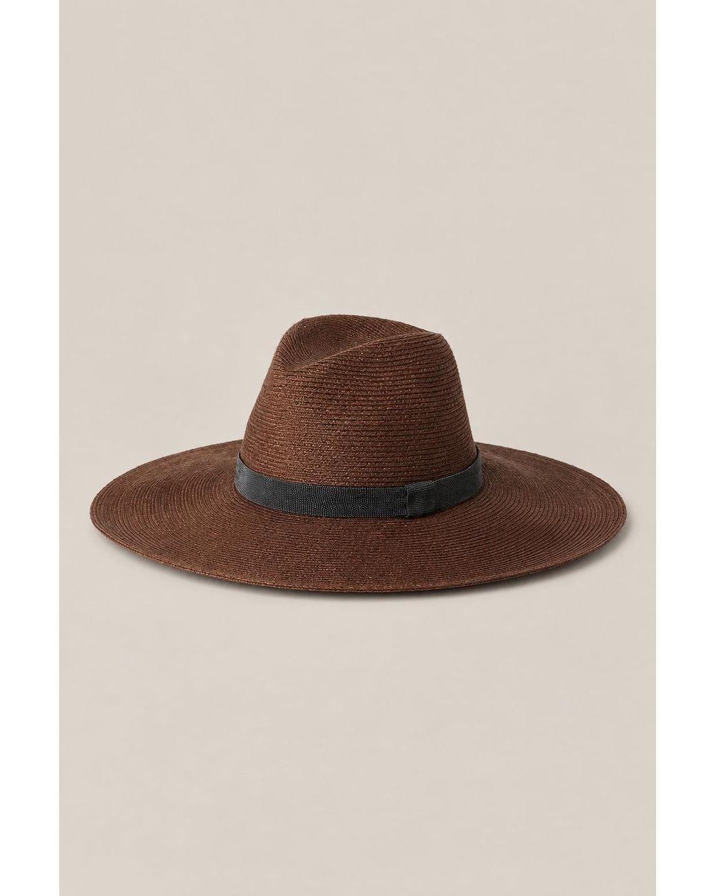 Brunello Cucinelli Brown Wide Brim Straw Hat