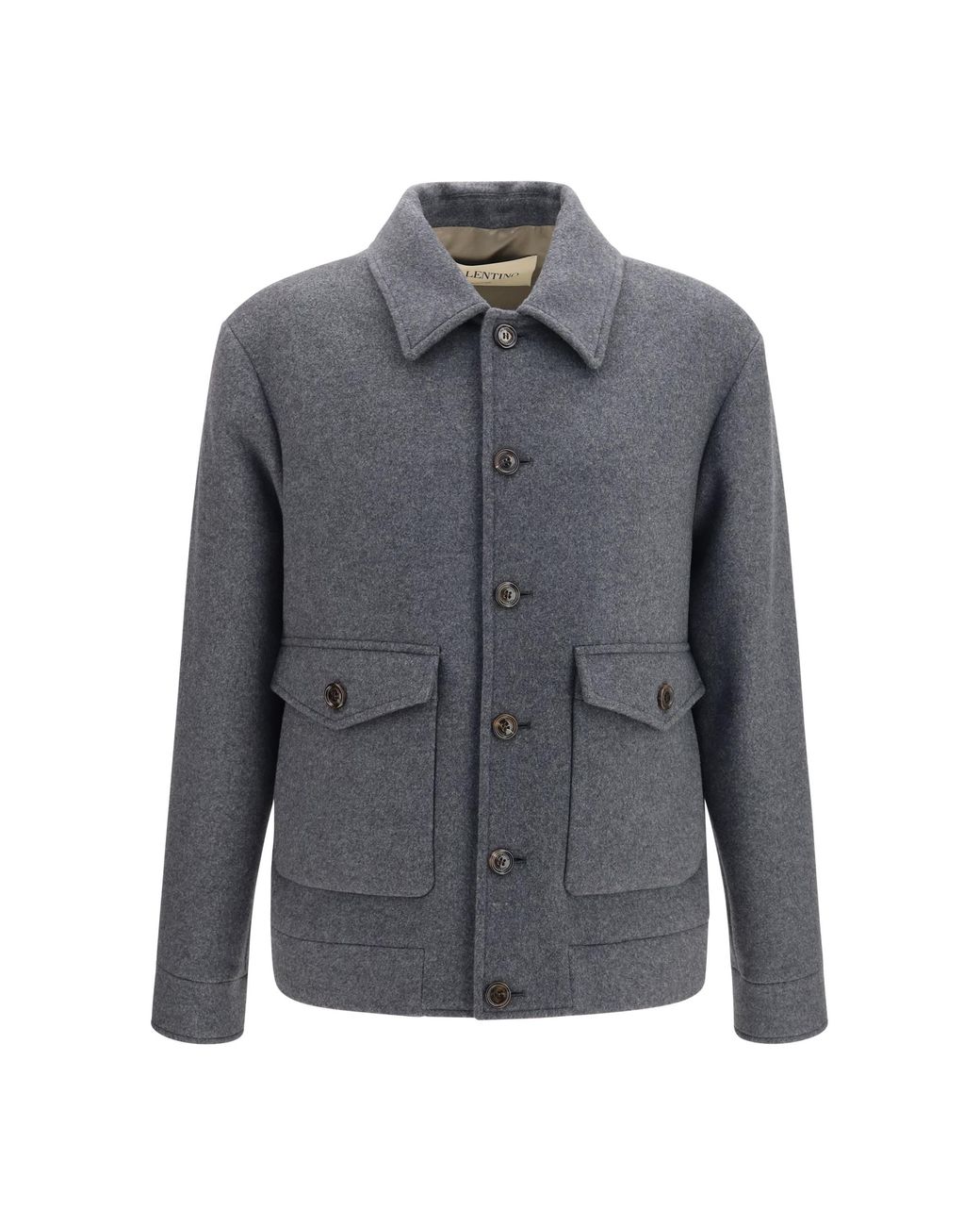 Valentino Gray Jacket Wool And Cashmere Merino Shirt for men