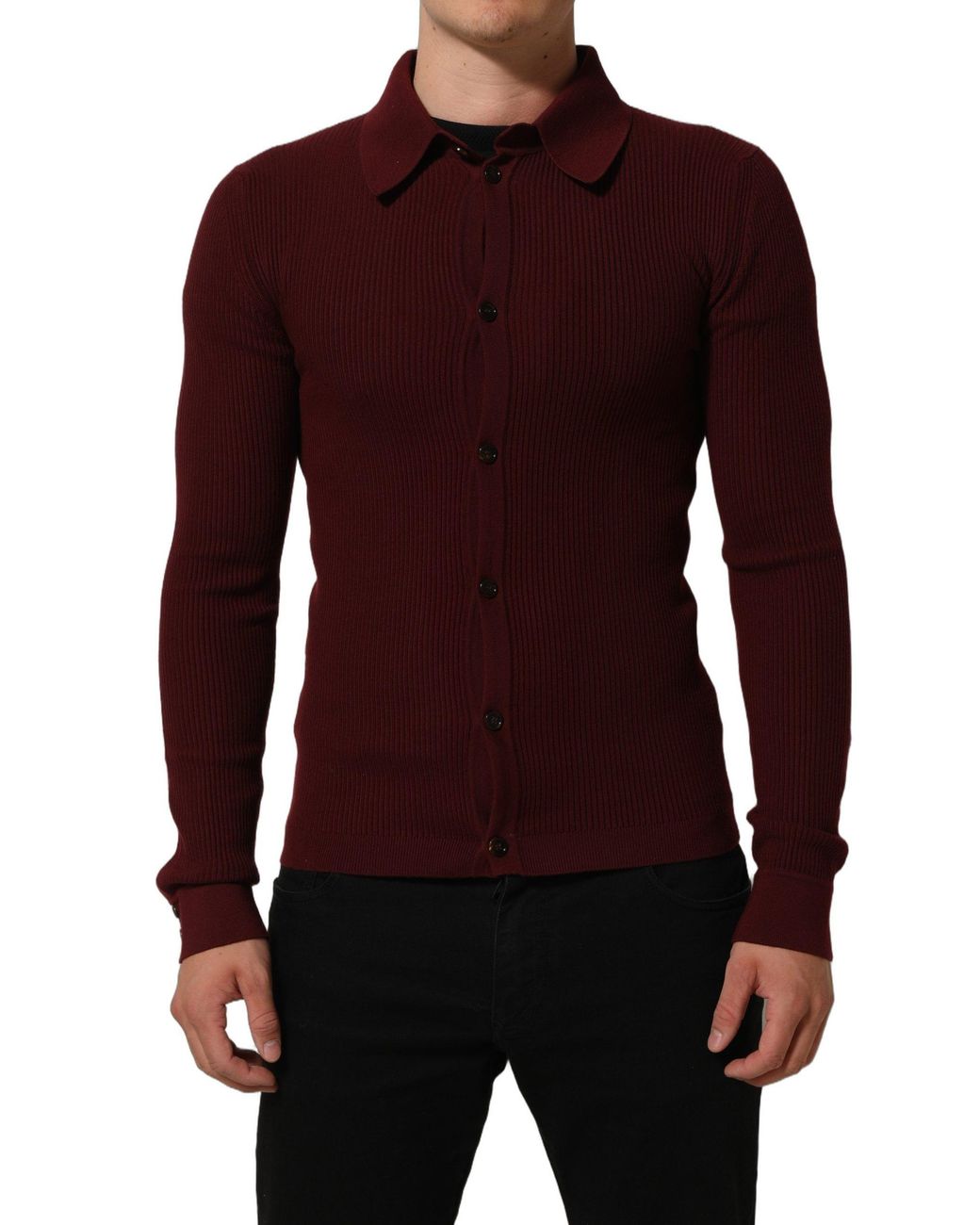 Dolce & Gabbana Purple Wool Button Down Cardigan Sweater Clothing for men