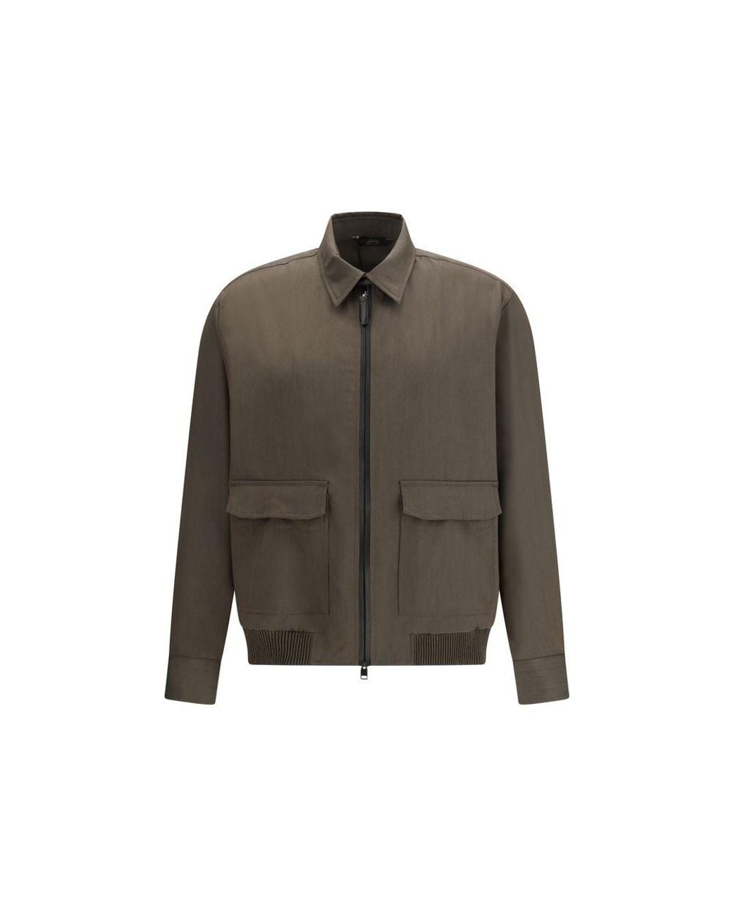 Brioni Green Bicolor Wool Coat for men