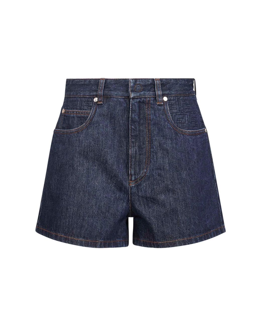 Fendi Blue Dark Stretch Cotton Denim Shorts