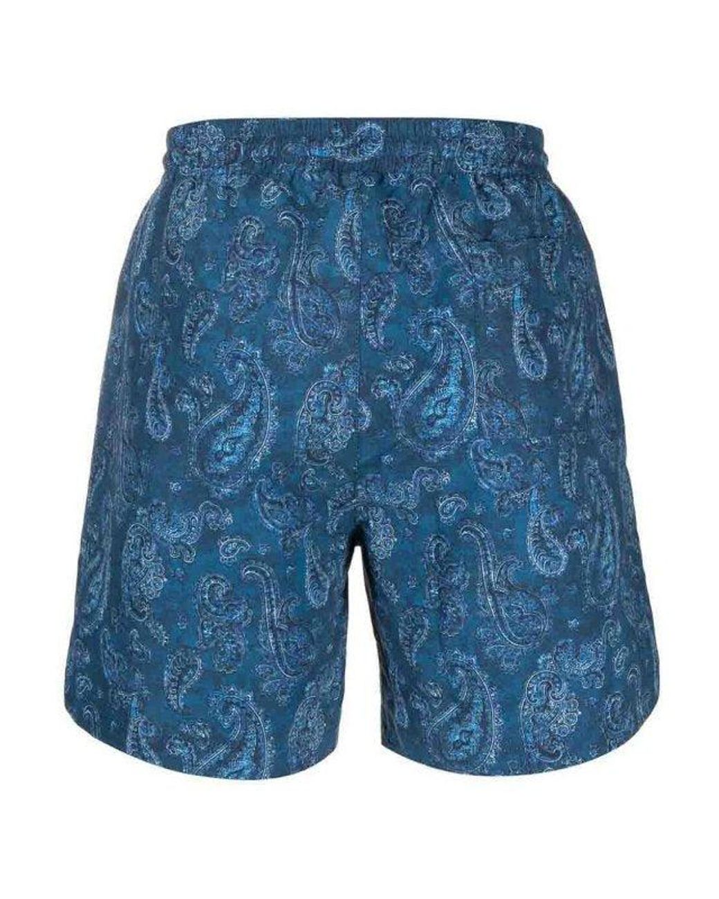 Brunello Cucinelli Blue Paisley Drawstring Shorts for men