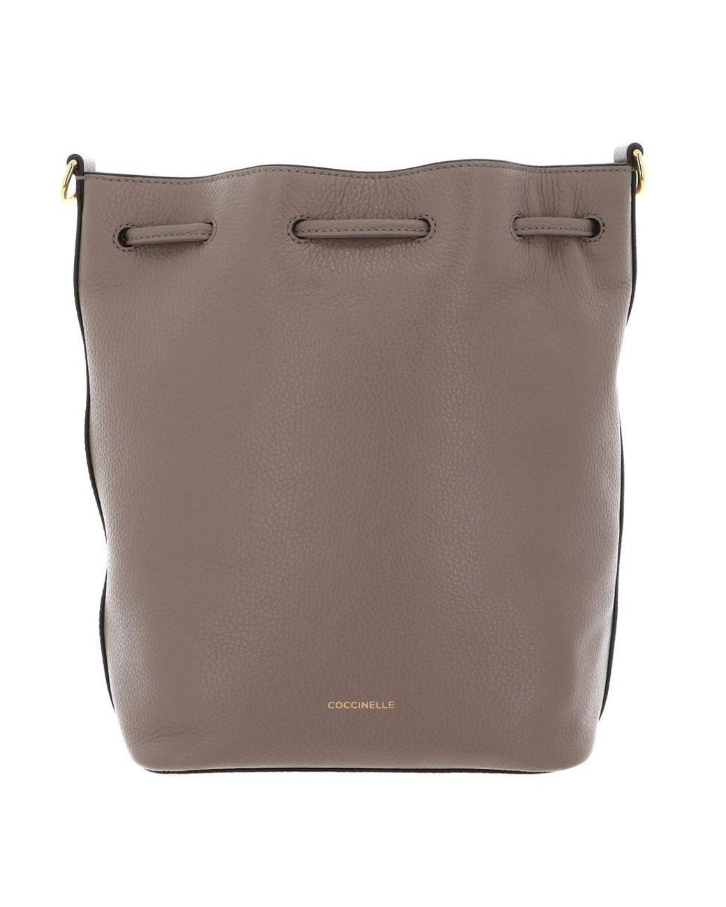 Coccinelle Gray Bucket Bag Cowhide Leather Bucket-Bags