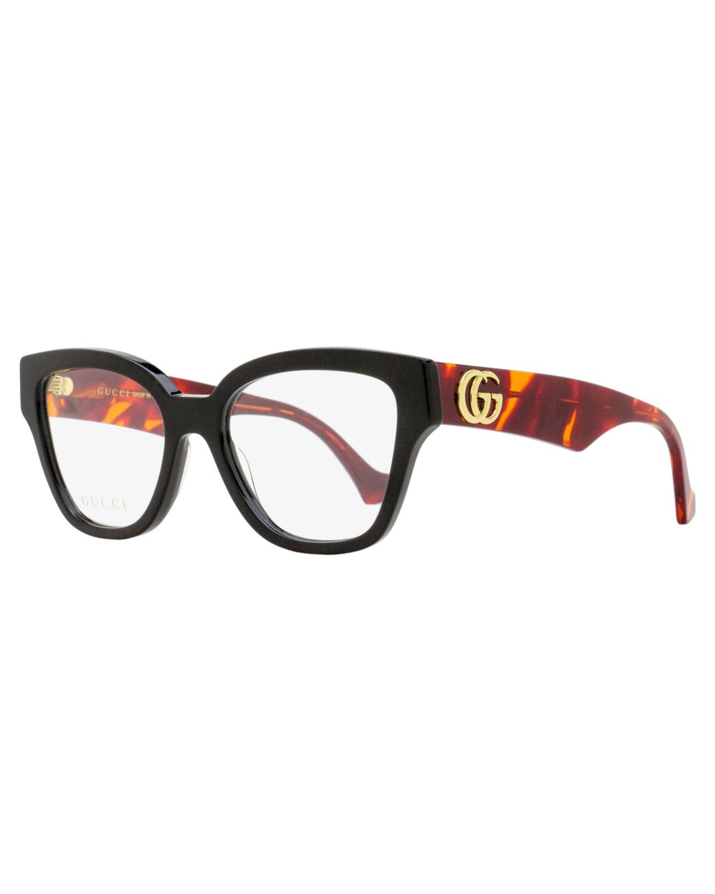 Gucci Black Sculpted Square Eyeglasses Gg1424O 007-Havana 54Mm Plastic (Acetate)