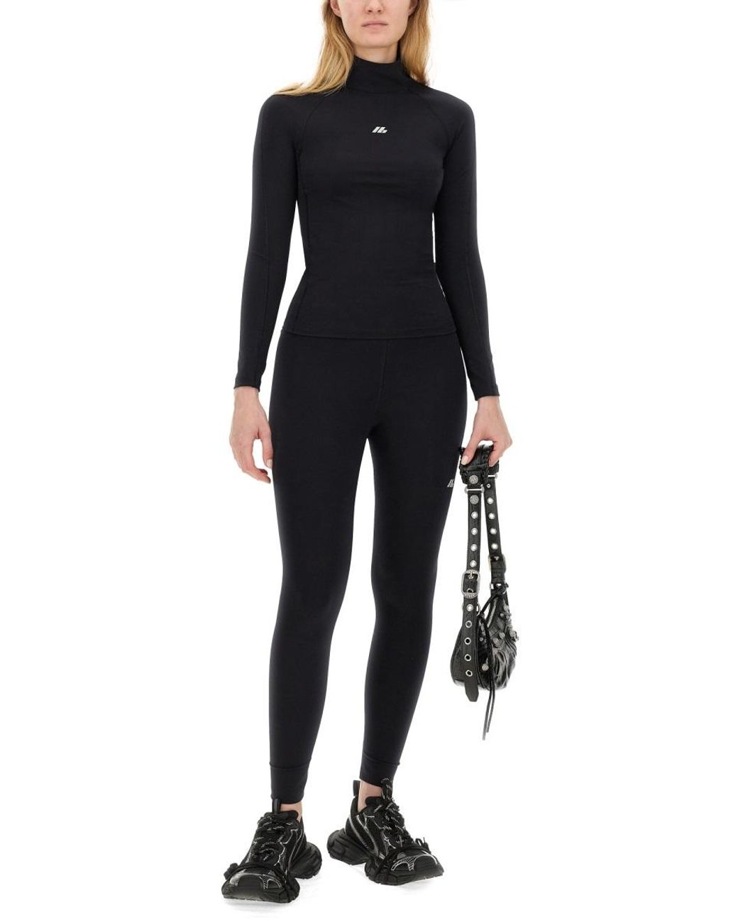 Balenciaga Blue Leggings With Logo Polyamide Trousers