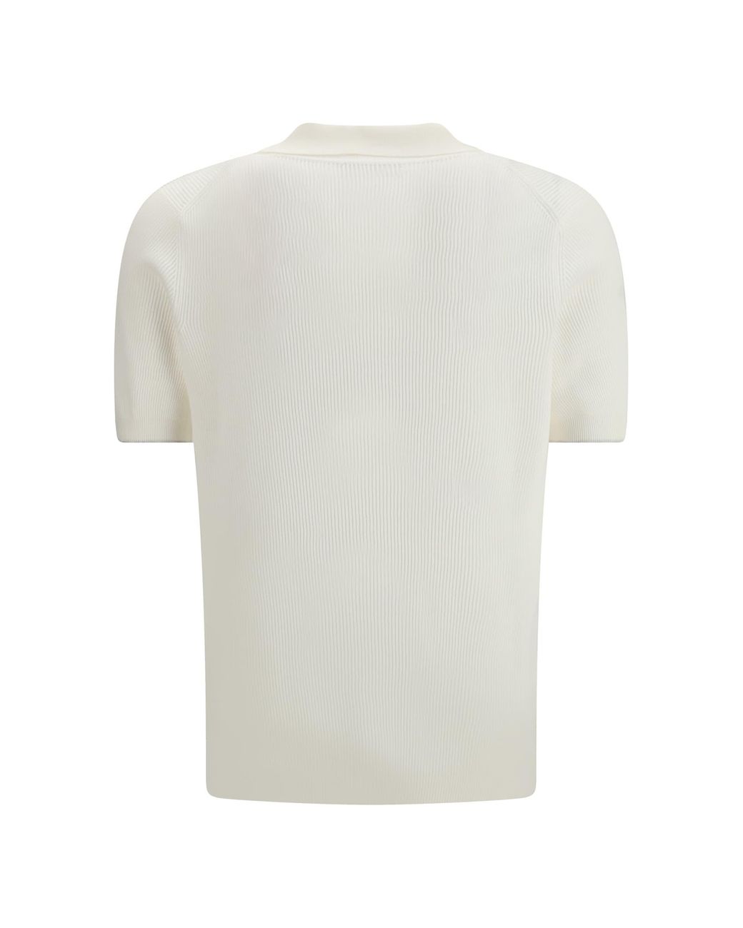 Brunello Cucinelli White Ribbed Polo Shirt for men