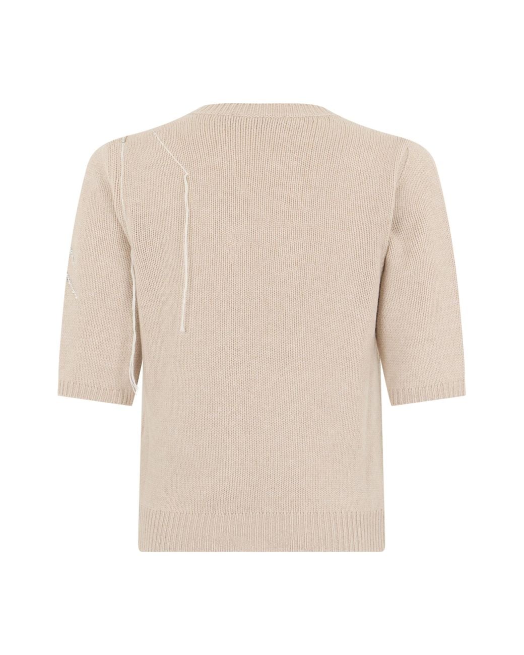 Fabiana Filippi White Short-Sleeve Virgin Wool Shirt Sweater