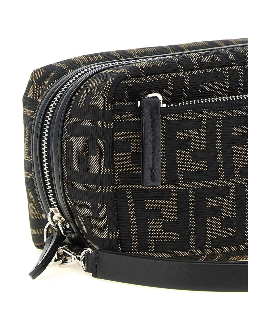 Fendi Black Ff Zucca Jacquard Travel Wallet for men