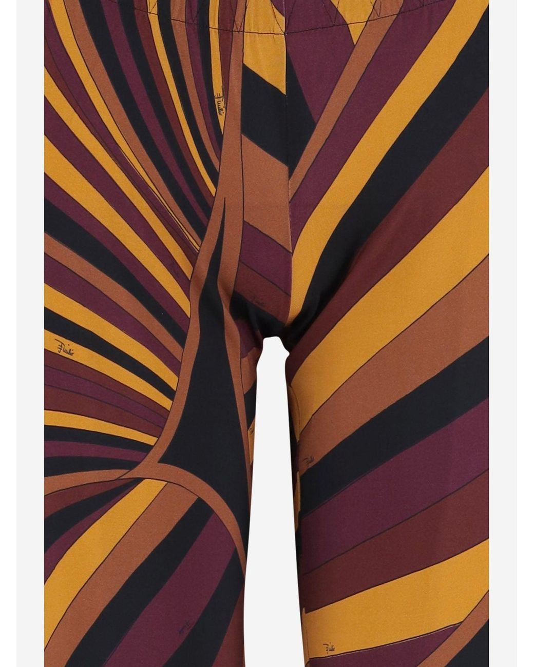 Emilio Pucci Red Satin Jersey Iride Print Pants Viscose Trousers