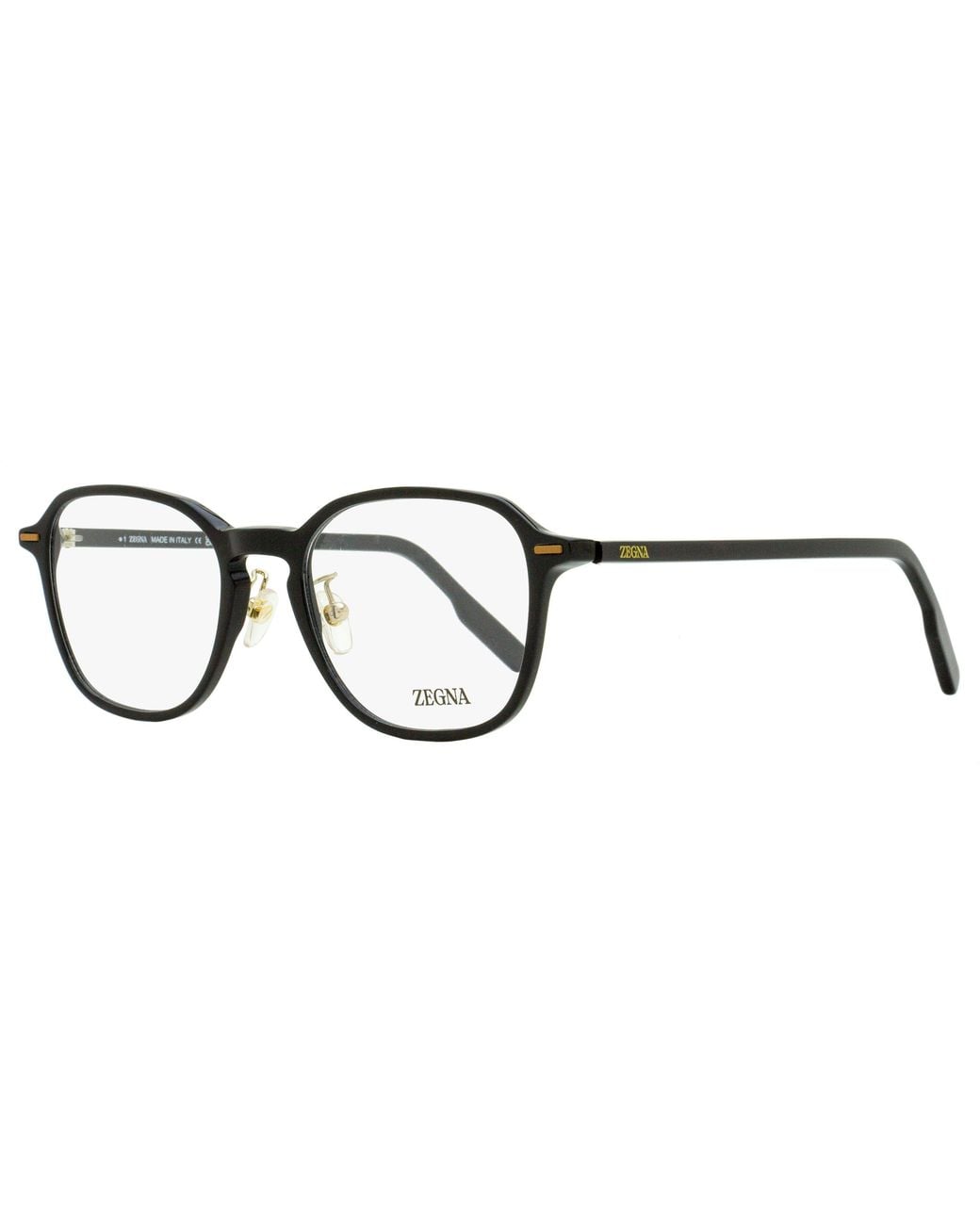 Zegna Black Modern Square Eyeglasses Ez5255-H 001 52Mm Plastic (Acetate) for men