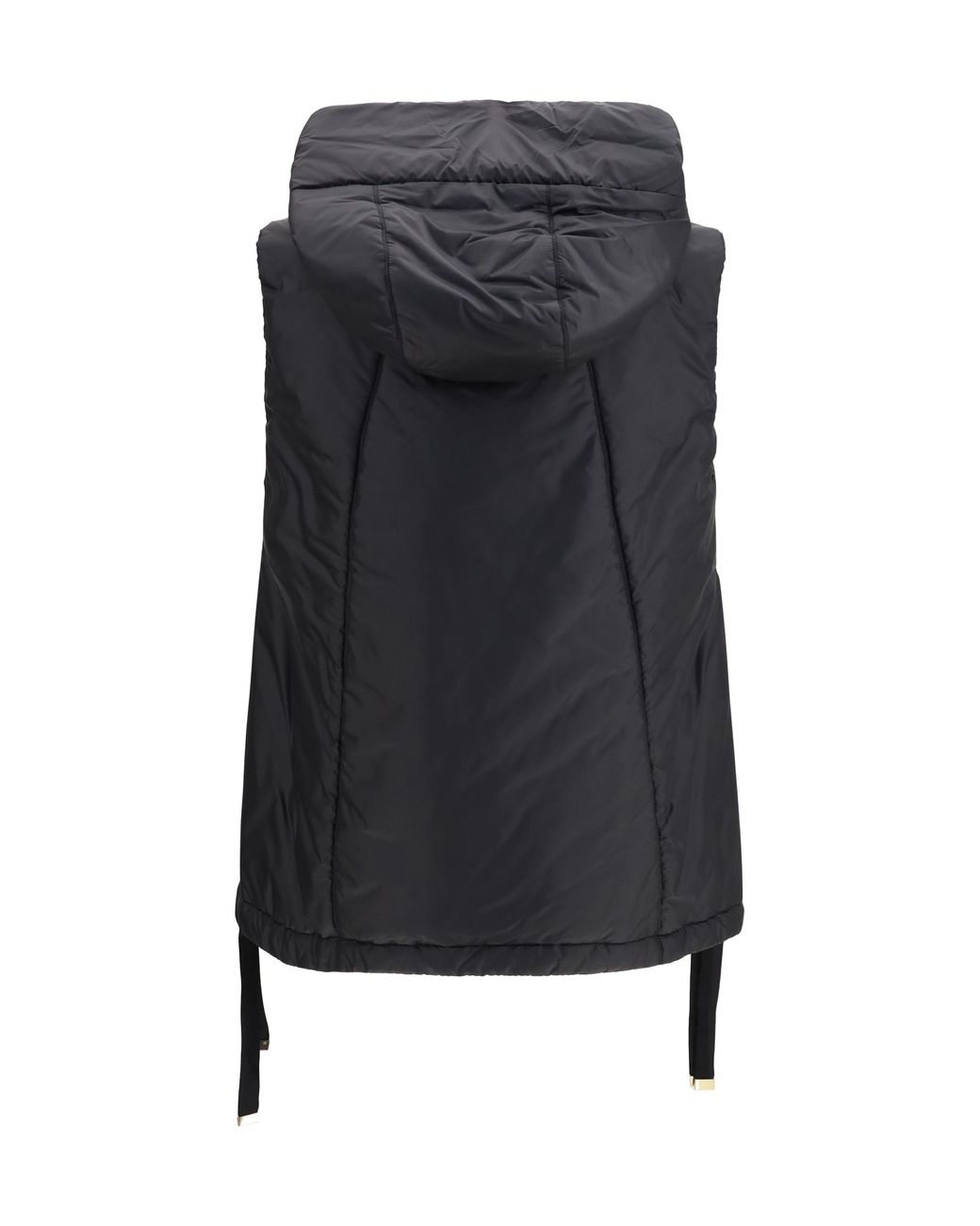 Max Mara Black Vest Hooded Padded Canvas Outer: Polyamide Puffer Jackets