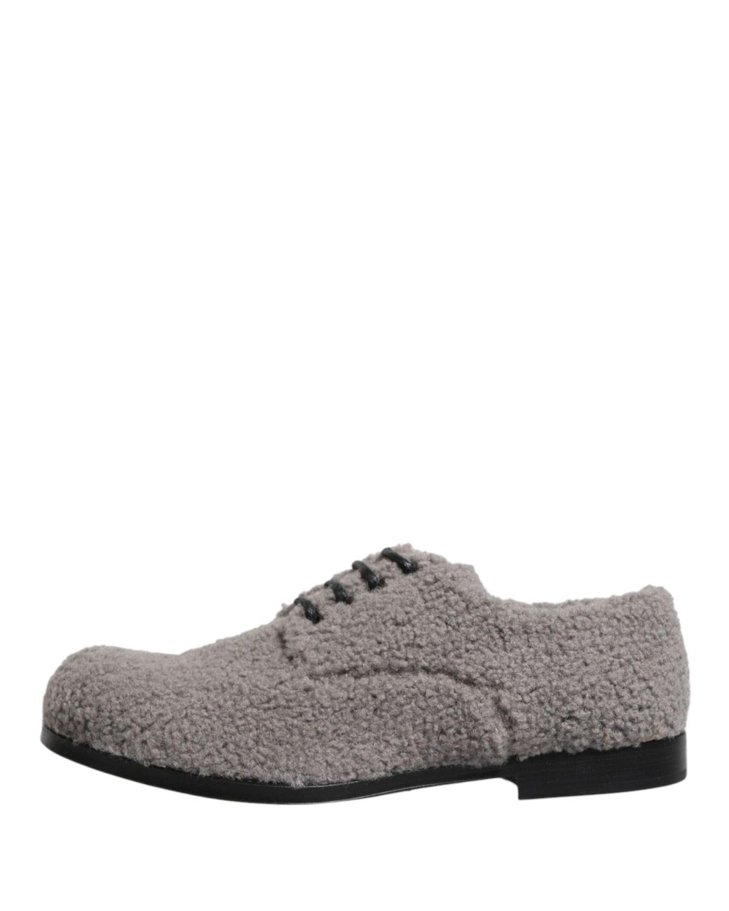Dolce & Gabbana Gray Fleece Lace Up Men Derby Dress Shoes for men