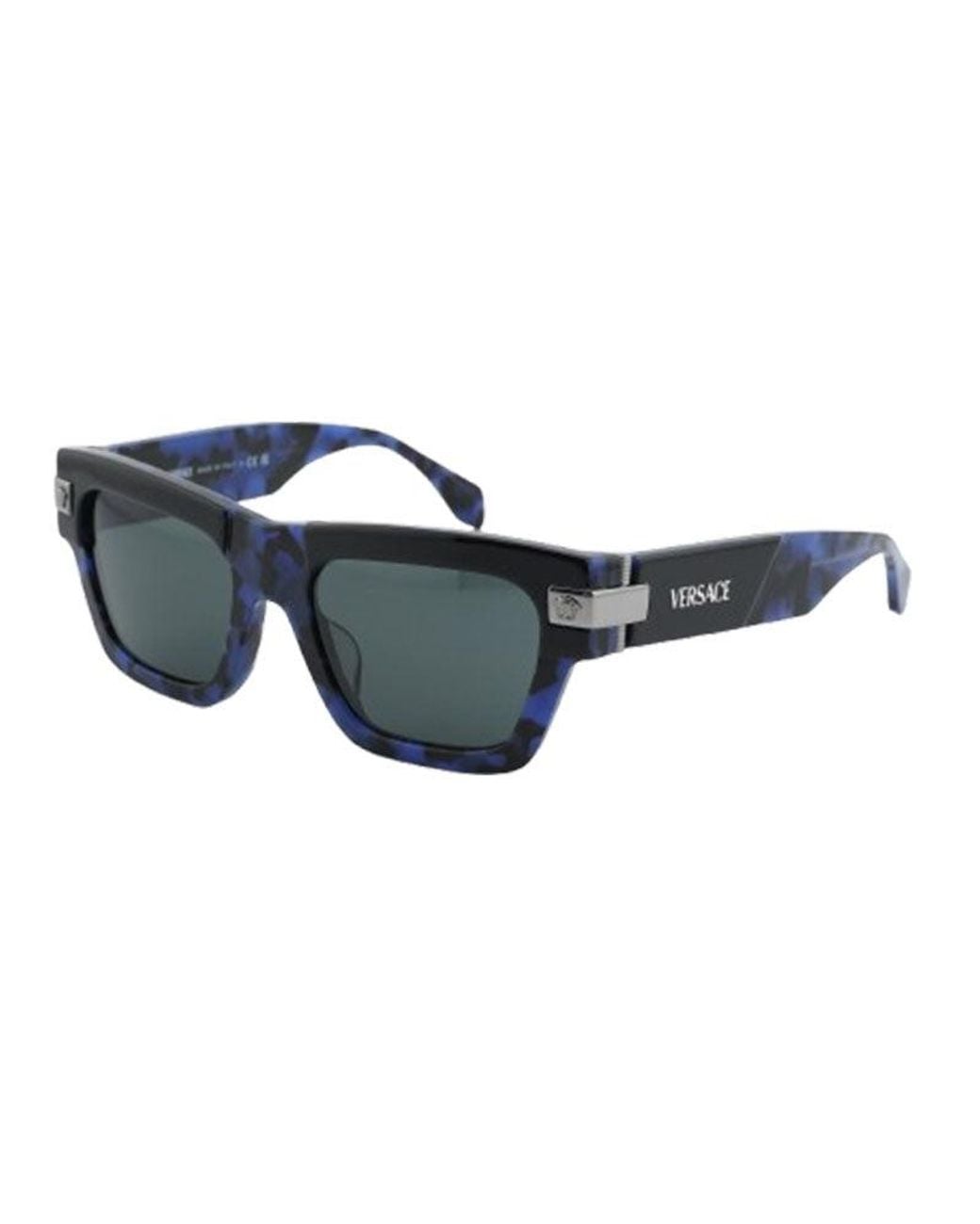 Versace Blue Sunglasses Rectangle Full Rim, Havana Frame And Dark Lens Ve4464F545887 for men