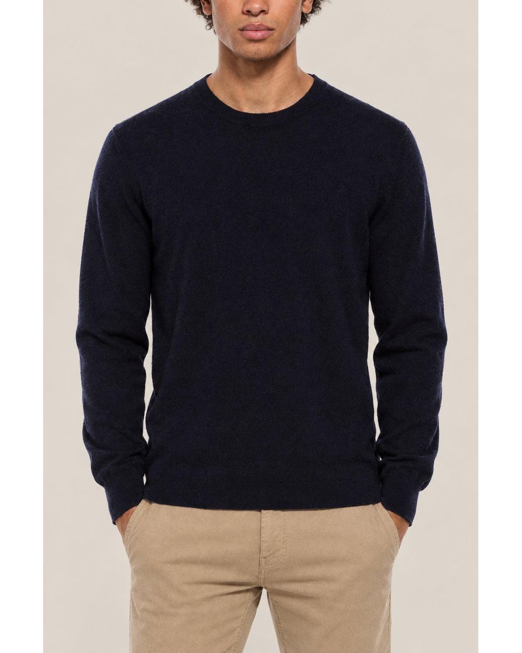 Brunello Cucinelli Blue Wool Crewneck Sweater for men