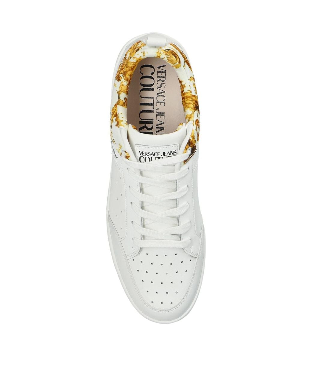 Versace White Barocco Print Low-Top Sneakers for men