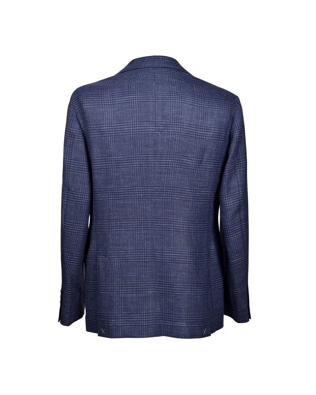 Brunello Cucinelli Blue Wool Blend Plaid Blazer Clothing for men