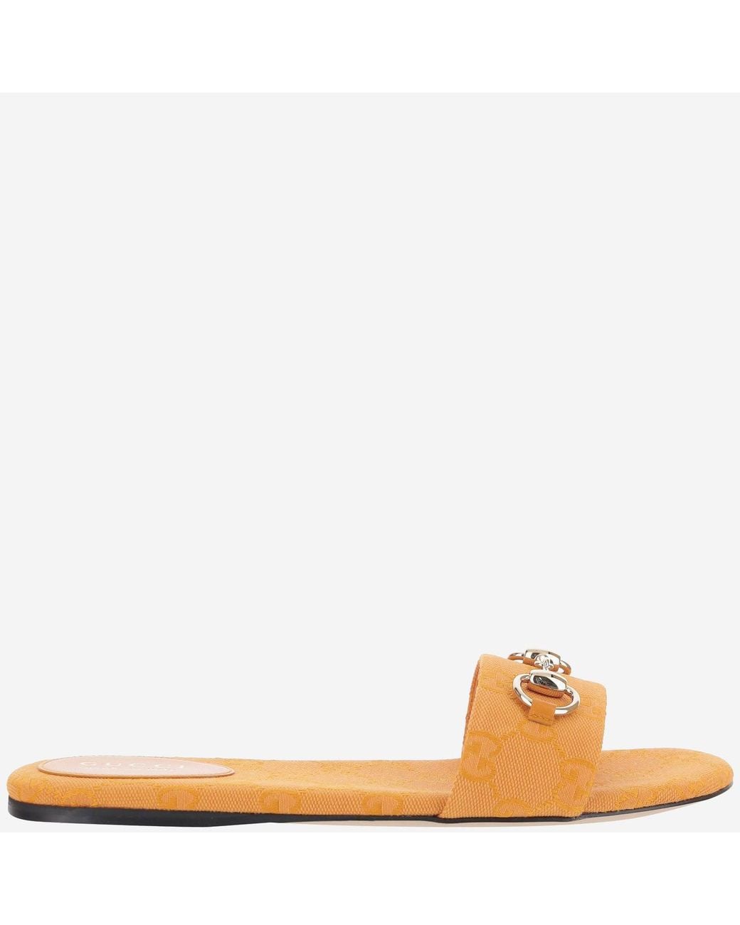 Gucci Orange Canvas Slide Sandals Fabric