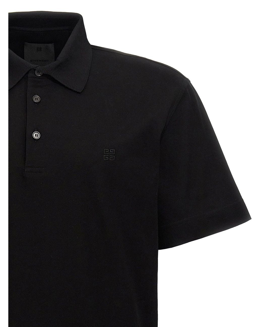 Givenchy Black Logo-Embroidered Piqué Cotton Polo Shirt
