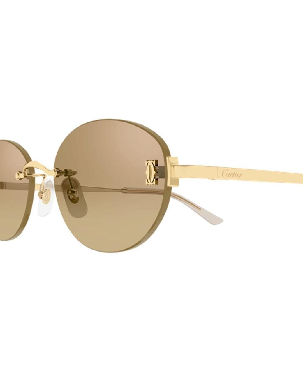Cartier Brown Cartier Eyewear Ct0642Sa002 Oval Rimless Sunglasses