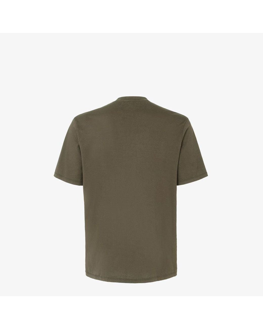 Fendi Green Fendi Logo-Embroidered T-Shirt — Khaki for men