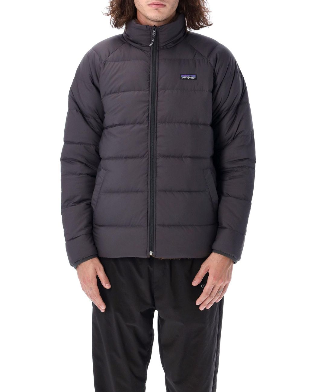 Patagonia Reversible Silent Down Fleece Jacket in Gray for Men Lyst