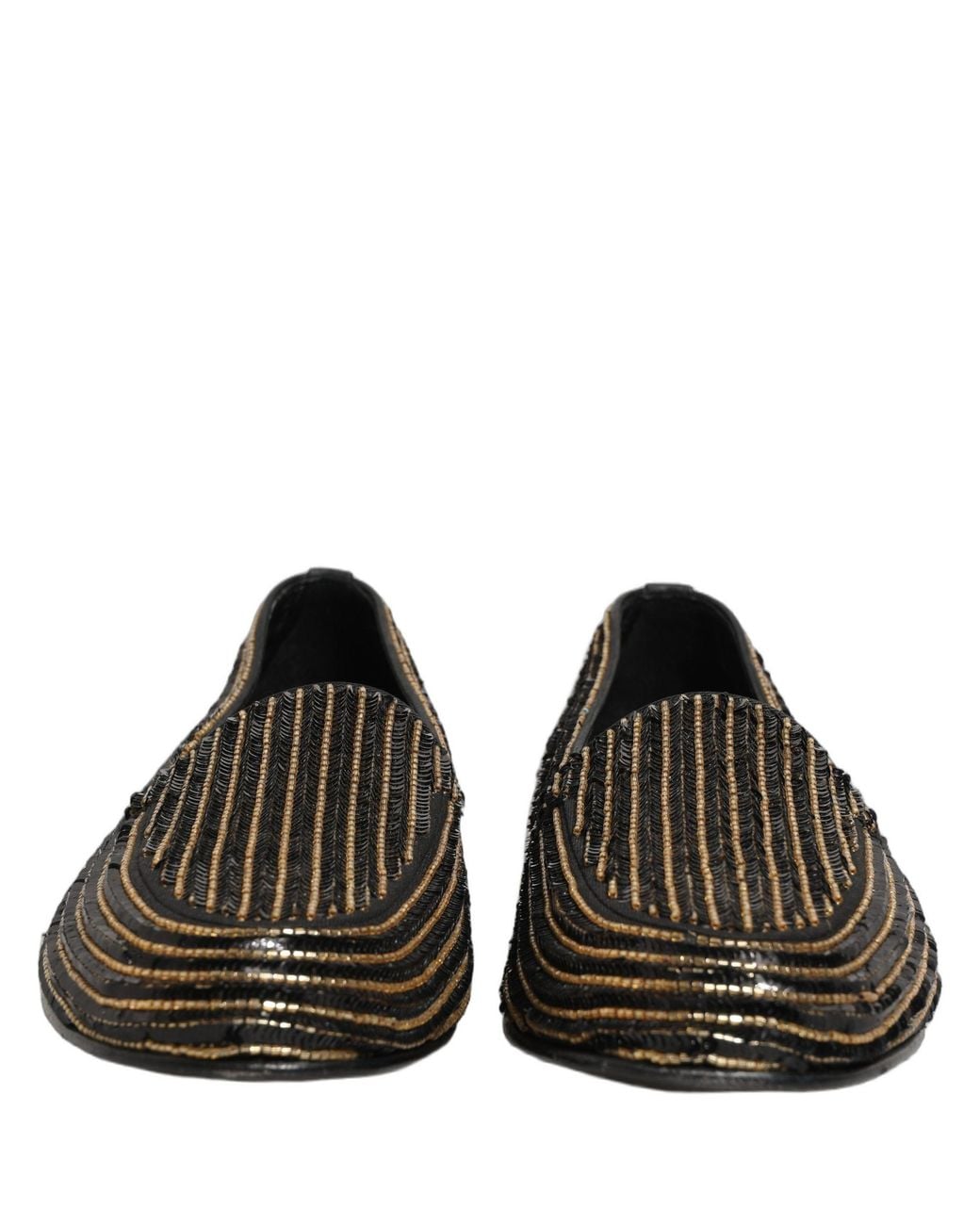 Dolce & Gabbana Black Sequined Dress Loafers Shoes Leather for men