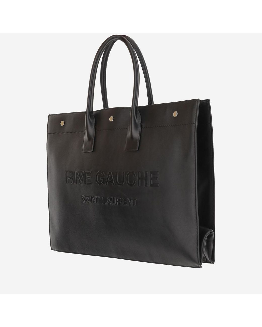 Saint Laurent Black Rive Gauche Large Tote Bag Leather Calfskin Handbags for men