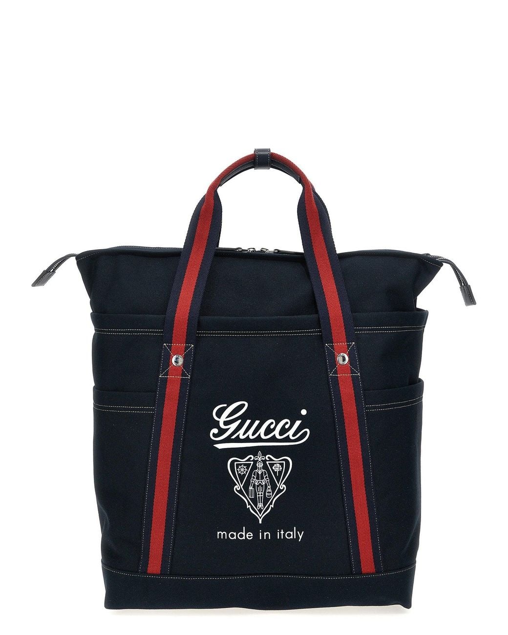 Gucci Blue Logo-Embroidered Canvas Tote Bag