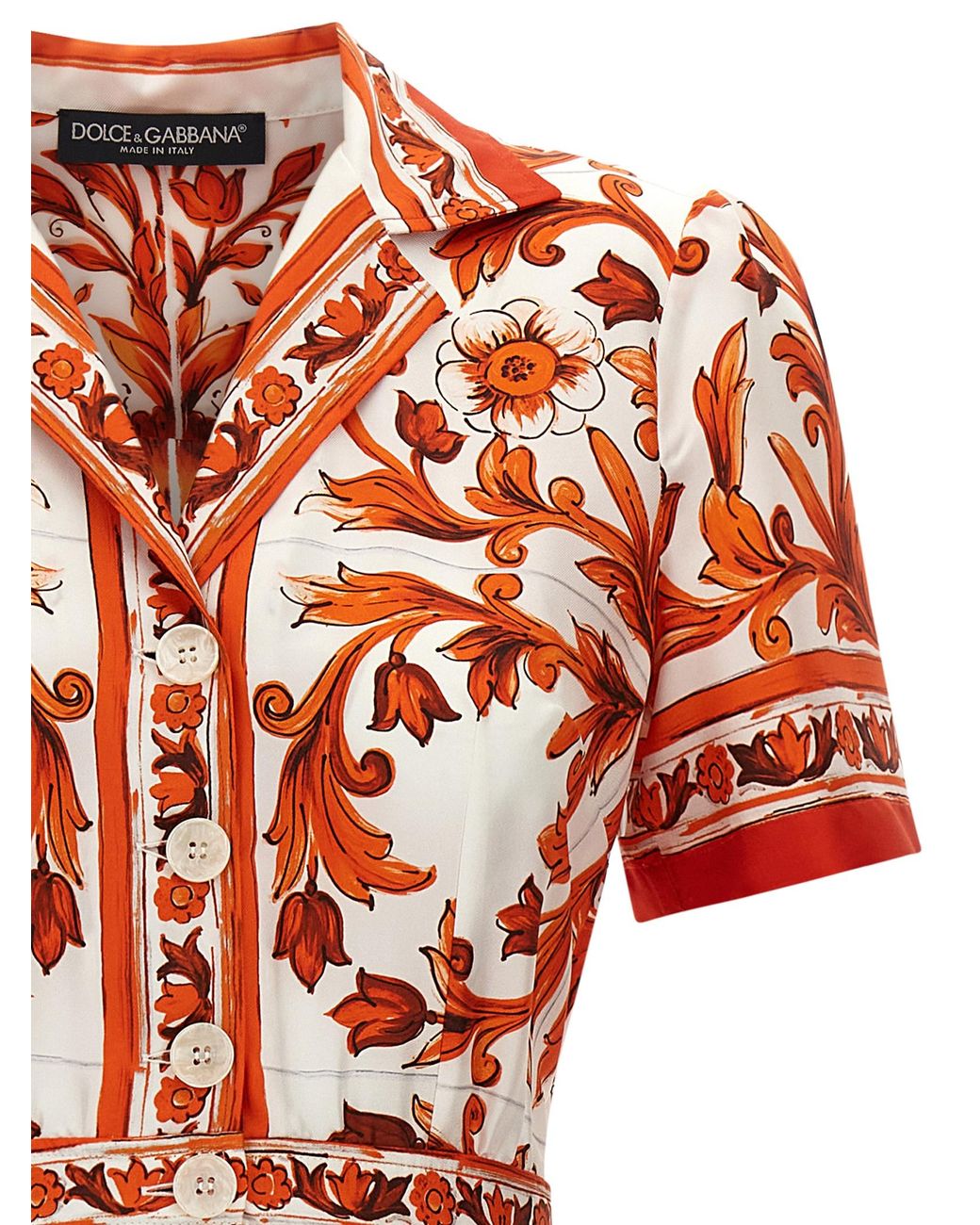 Dolce & Gabbana Red 'Maiolica' Print Dress