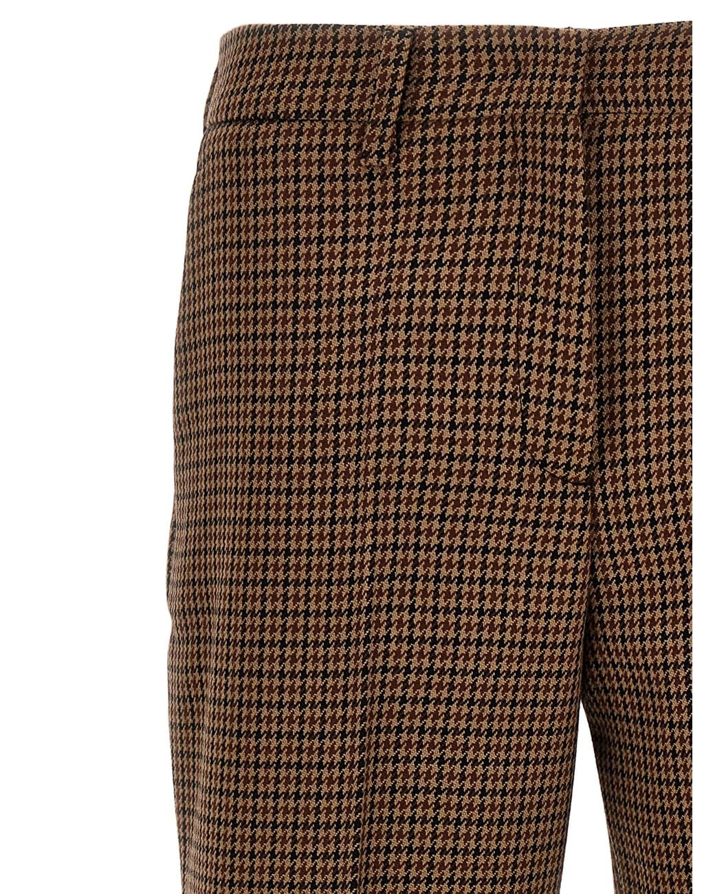 Prada Brown Prada Houndstooth Virgin Wool Trousers