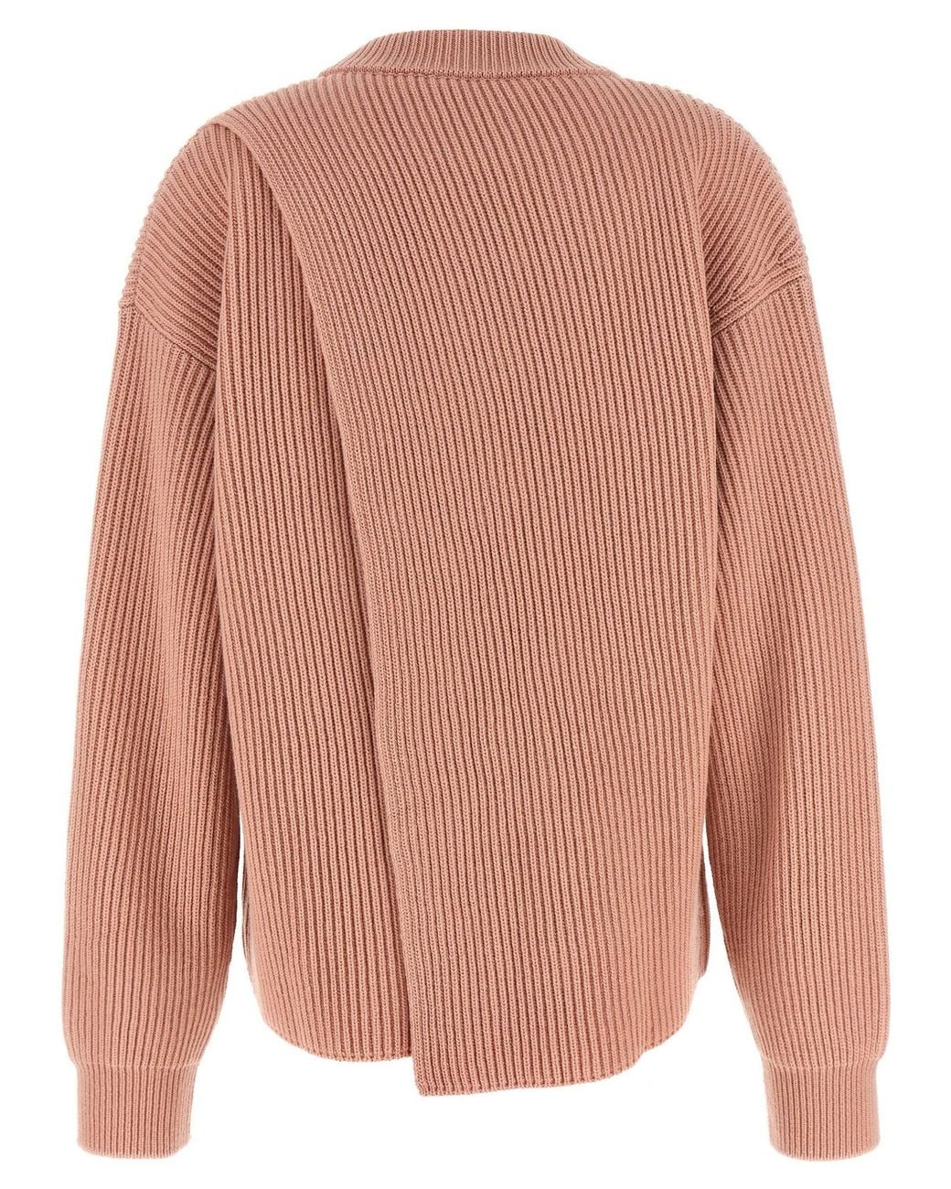 Jil Sander Pink Ribbed Merino Wool Sweater