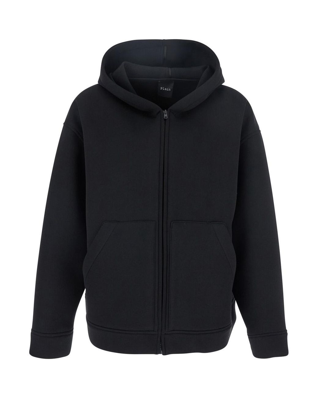 Le Plain Blue Jacket With Fixed Hood And Two Front Pockets