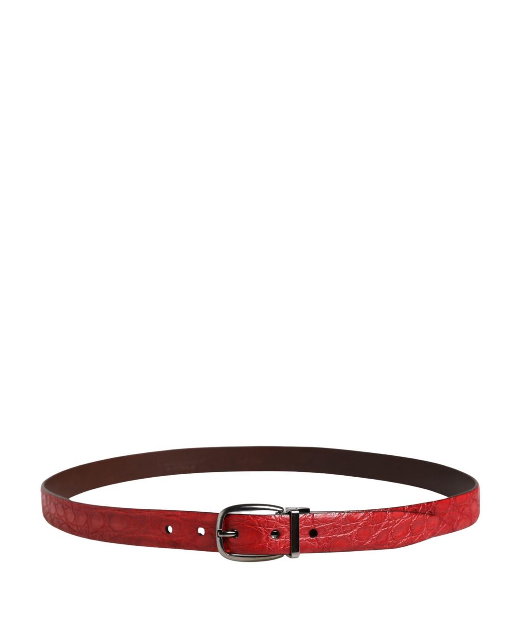 Dolce & Gabbana Red Exotic Leather Metal Buckle Belt Caiman for men