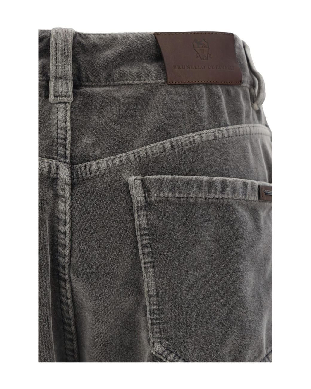Brunello Cucinelli Gray Bicolor Cotton Casual Pants