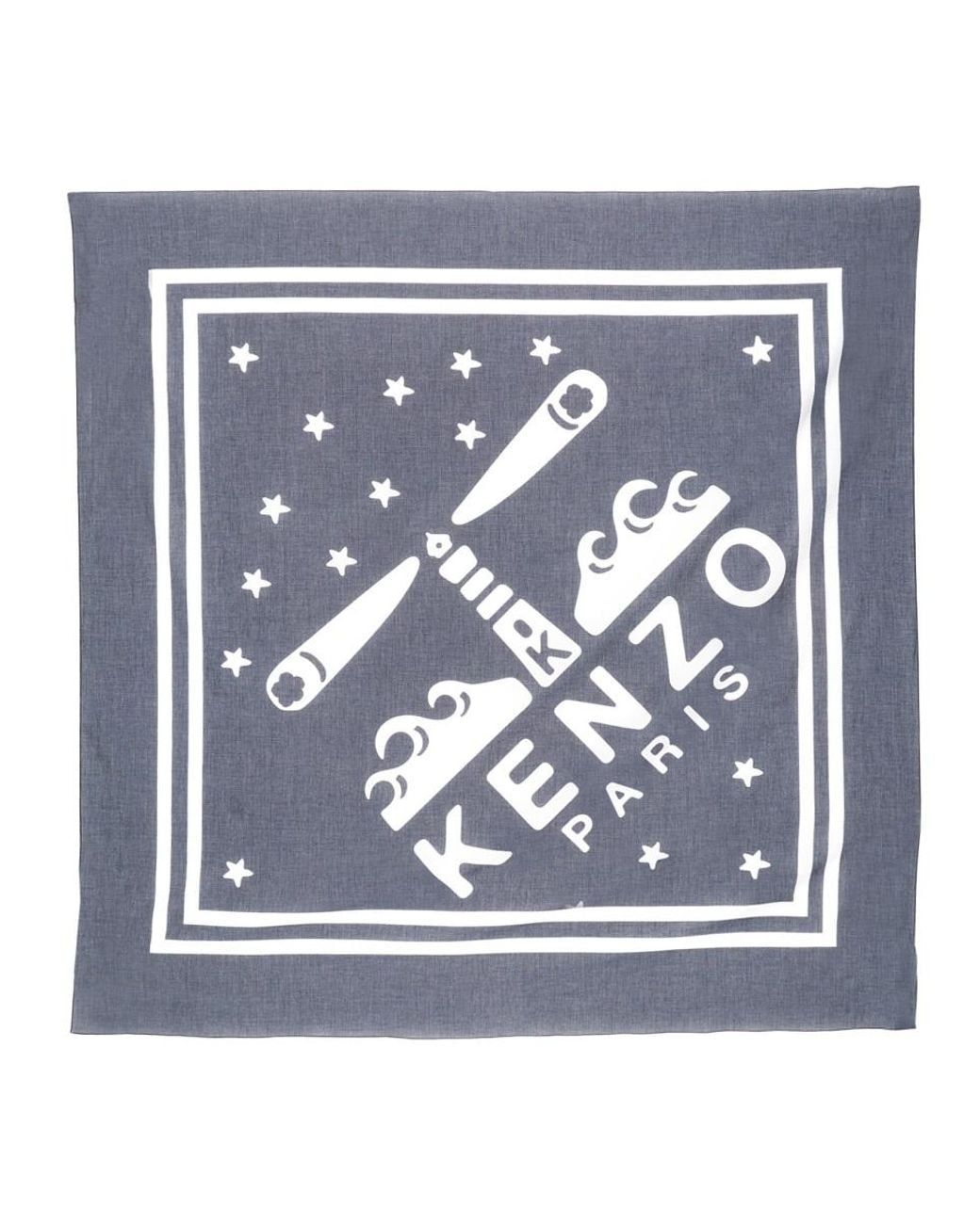 KENZO Blue Lighthouse Large Scarf Cotton for men