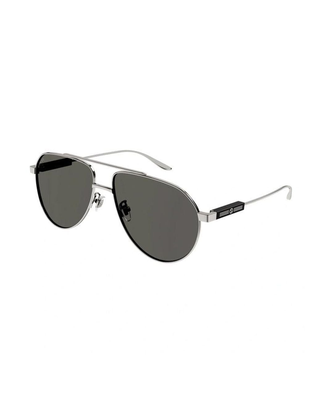 Gucci Gray Sunglasses Aviator Full Rim, Ruthenium Frame And Lens Gg1311S001 for men