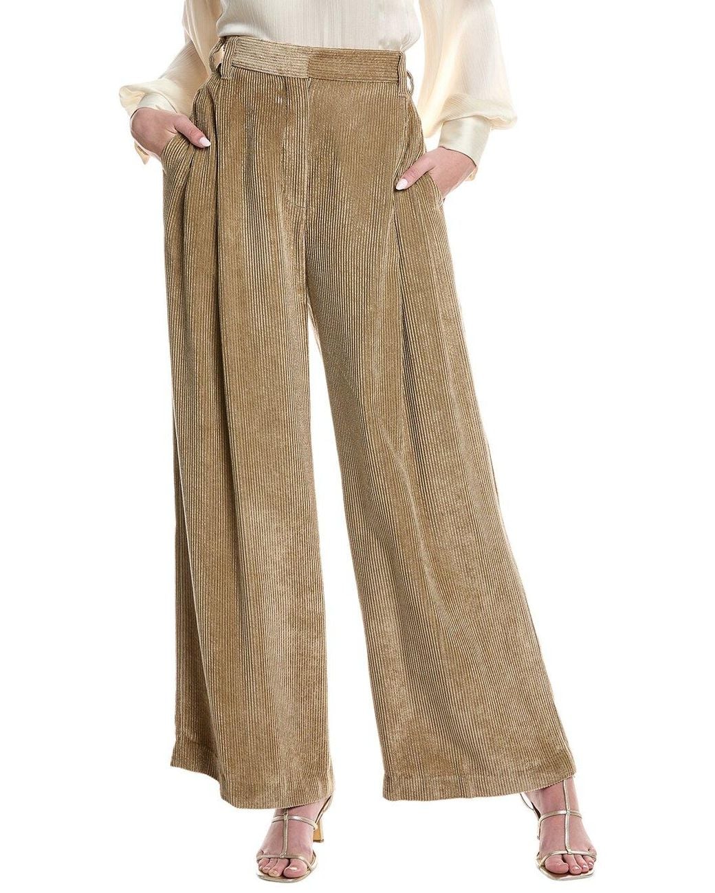 Brunello Cucinelli Natural Light Wide-Leg Corduroy Trousers