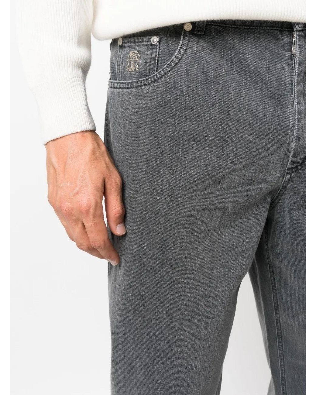 Brunello Cucinelli Gray Charcoal Straight Leg Trousers for men