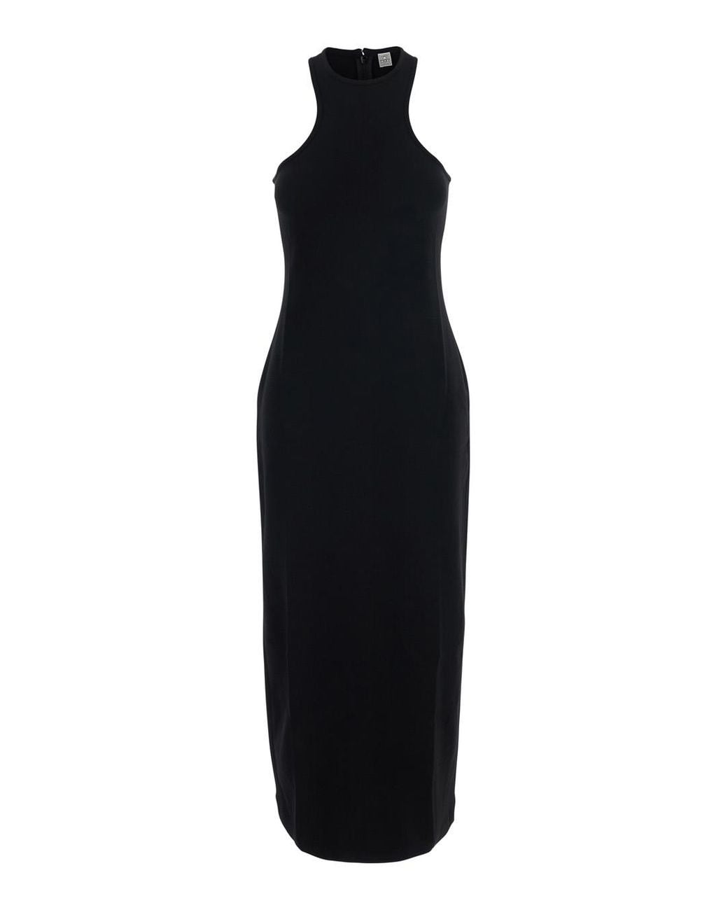 Totême Black Long V-Neck Strappy Dress Wool