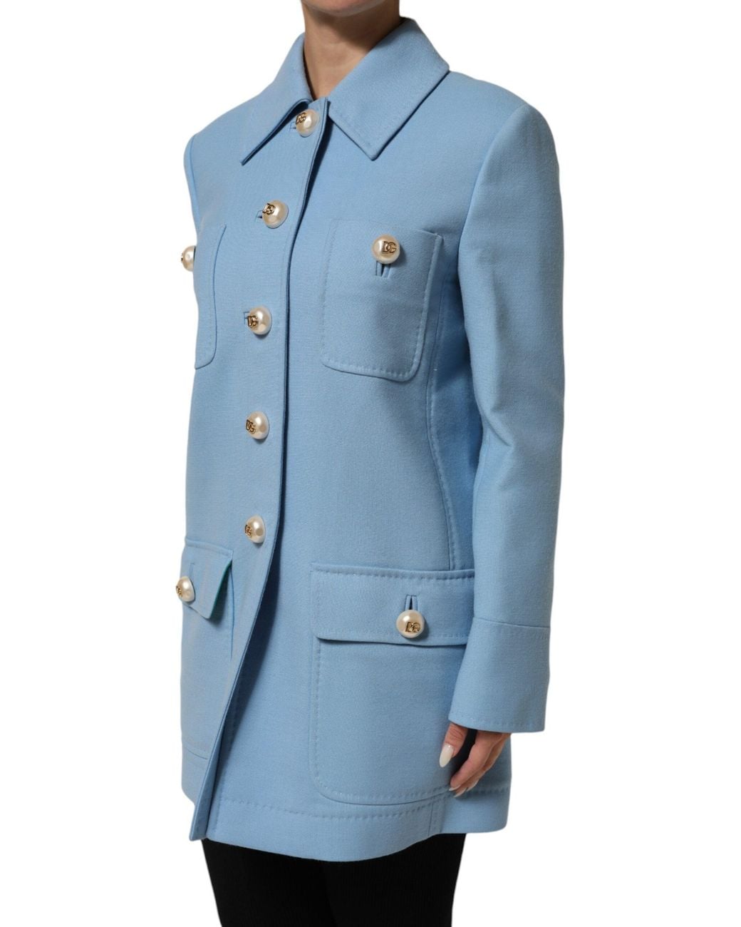 Dolce & Gabbana Blue Buttoned Down Trench Coat Jacket Clothing