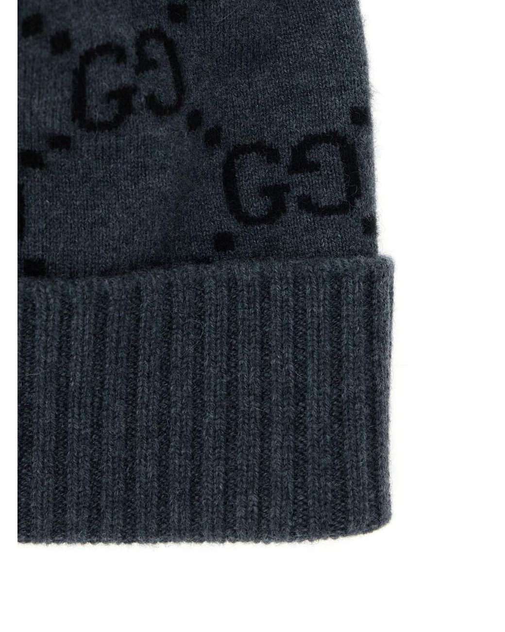 Gucci Blue Beanie Gg Jacquard Cashmere Hat for men