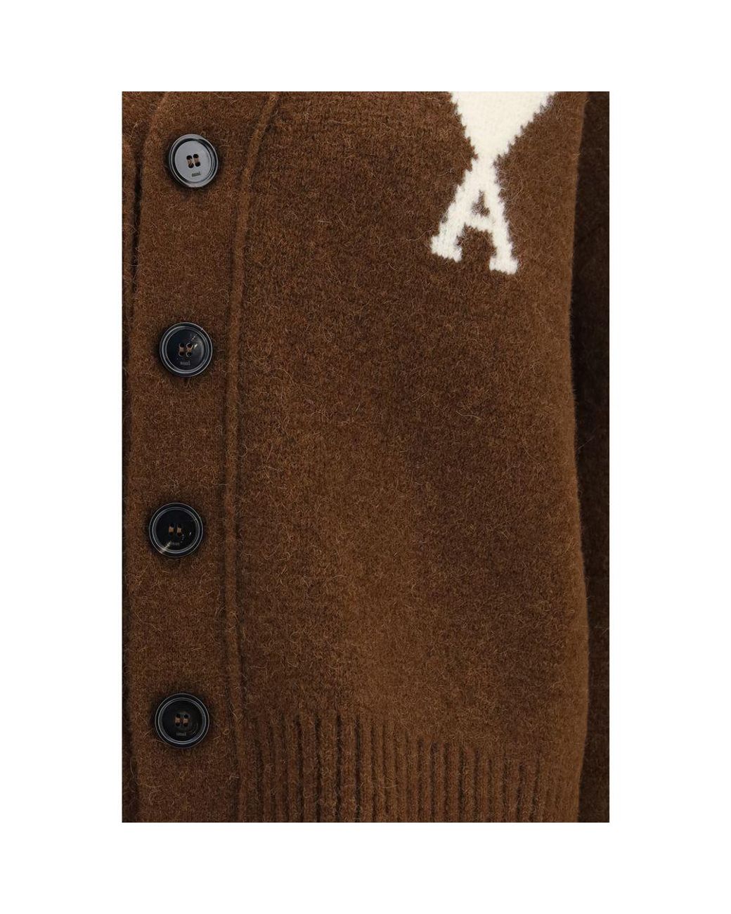AMI Brown Alpaca Vicugna Pacos Cardigan