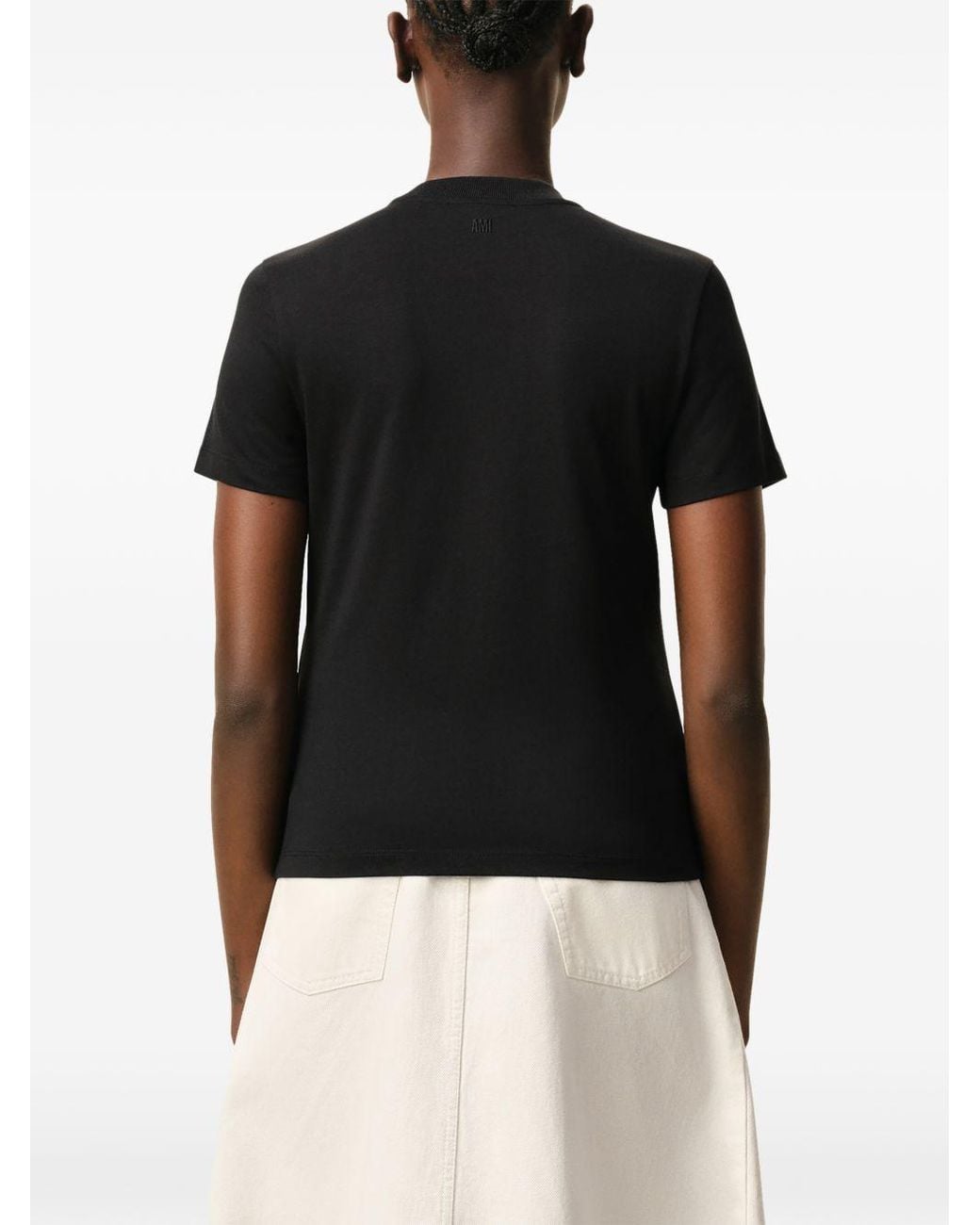 AMI Black Ami De Coeur Cropped T-Shirt