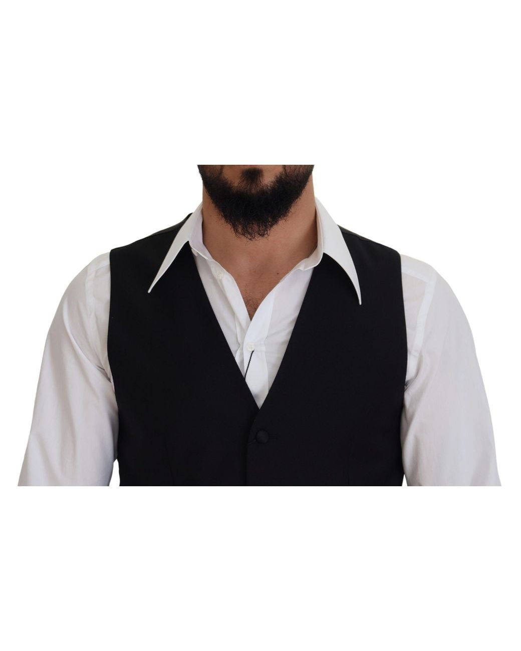 Dolce & Gabbana Black Virgin Wool Waistcoat Formal Dress Vest for men